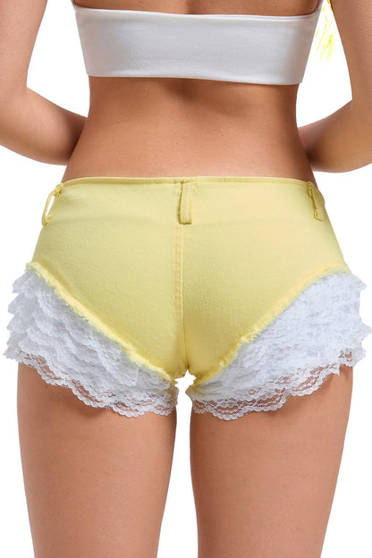 Sexy Layered Lace Patchwork Denim Shorts