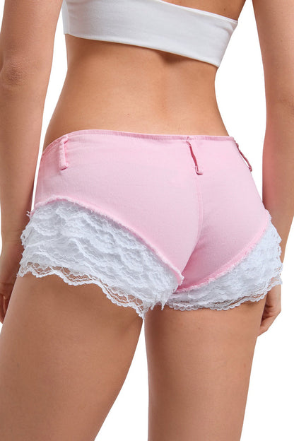 Sexy Layered Lace Patchwork Denim Shorts