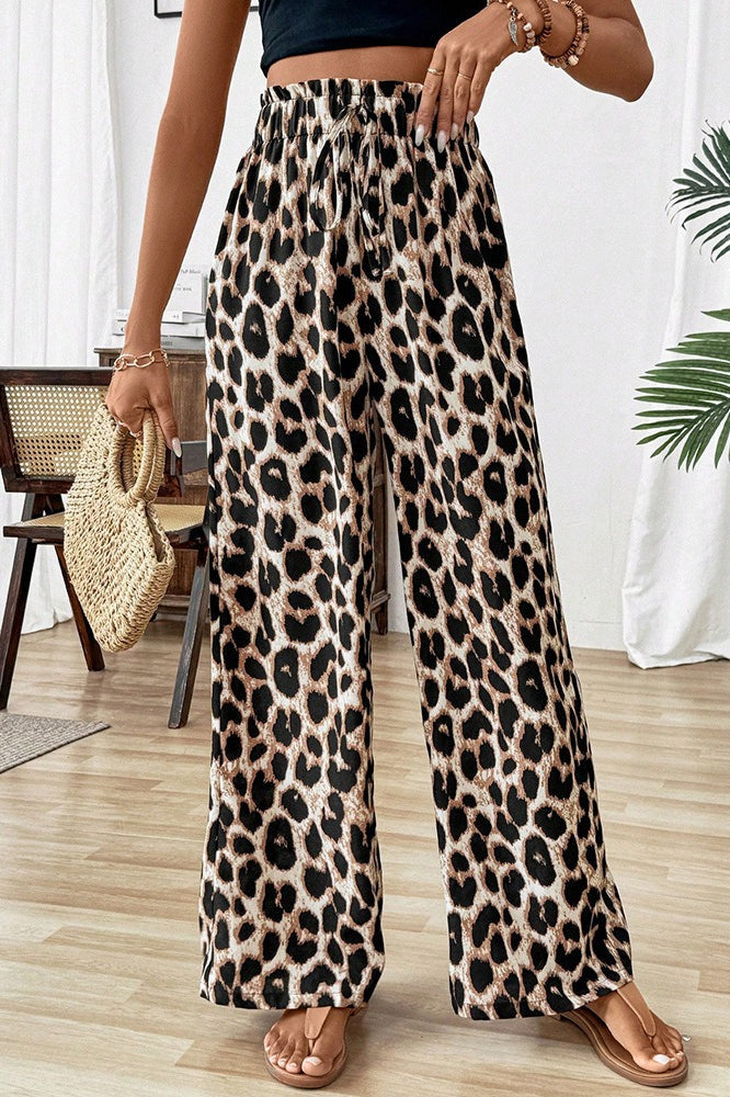 Sexy Leopard Print Baggy Straight Pants