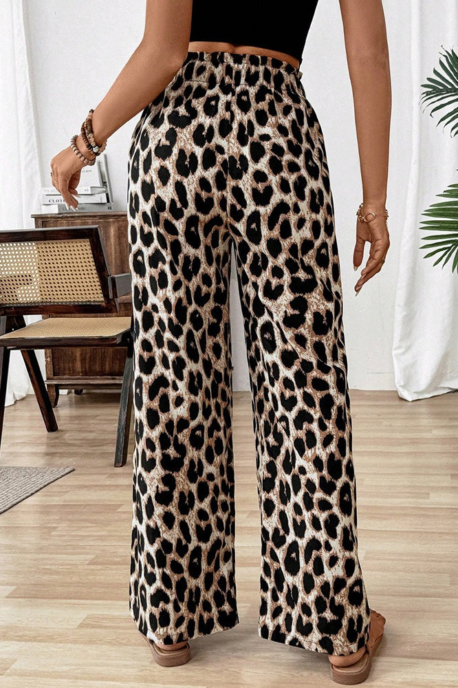 Sexy Leopard Print Baggy Straight Pants
