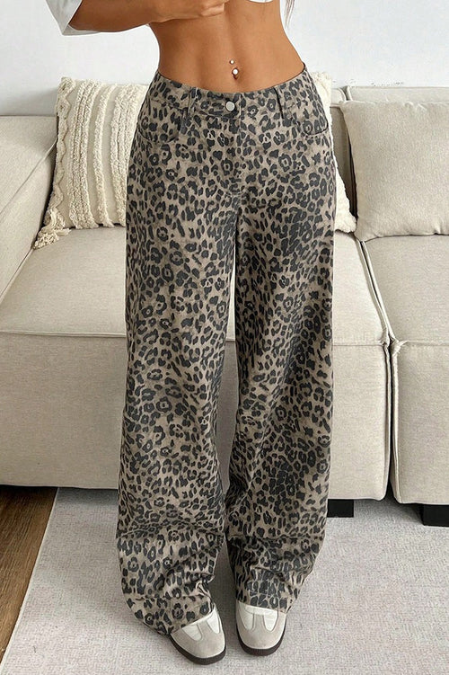 Sexy Leopard Print Wide Leg Pants