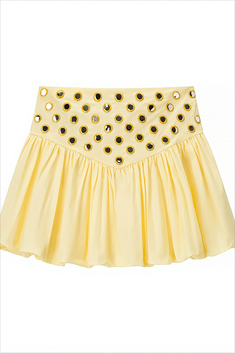 Sexy Metal Detail Ruffle Cami Skirt Sets