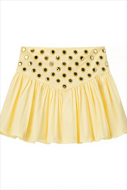 Sexy Metal Detail Ruffle Cami Skirt Sets