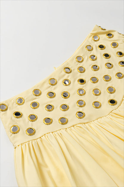 Sexy Metal Detail Ruffle Cami Skirt Sets