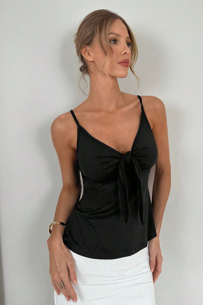 Sexy Minimal Solid Tie Slim Cami Top