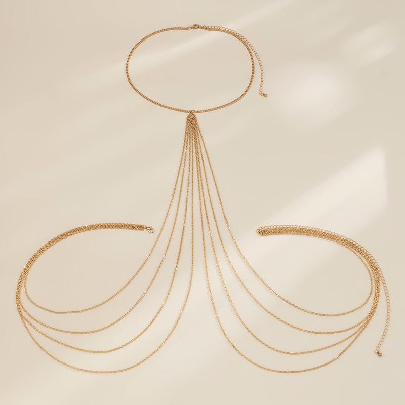 Sexy Minimalist Multi Layer Tassel Chest Body Chain