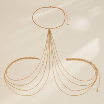 Sexy Minimalist Multi Layer Tassel Chest Body Chain
