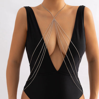 Sexy Minimalist Multi Layer Tassel Chest Body Chain