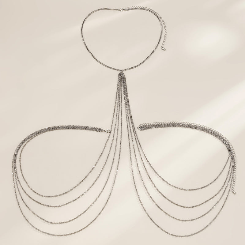 Sexy Minimalist Multi Layer Tassel Chest Body Chain