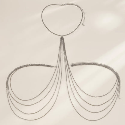Sexy Minimalist Multi Layer Tassel Chest Body Chain