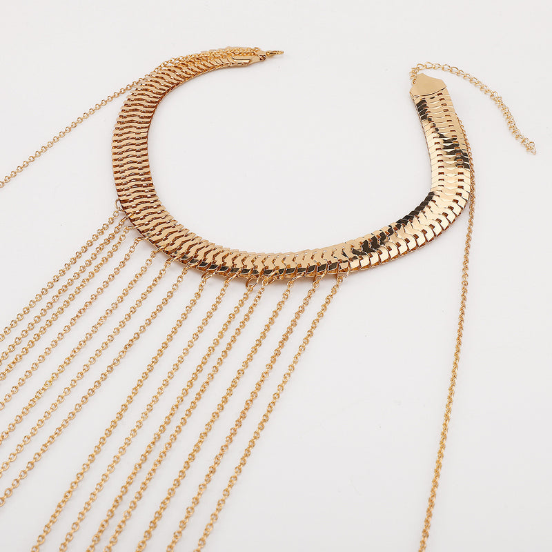 Sexy Multi Layer Metal Tassel Halter Body Chain