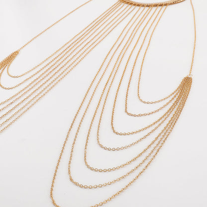 Sexy Multi Layer Metal Tassel Halter Body Chain