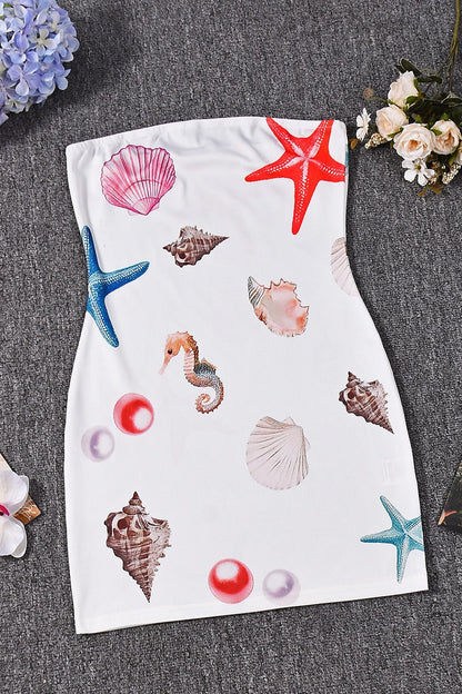 Sexy Ocean Printed Tube Mini Dress