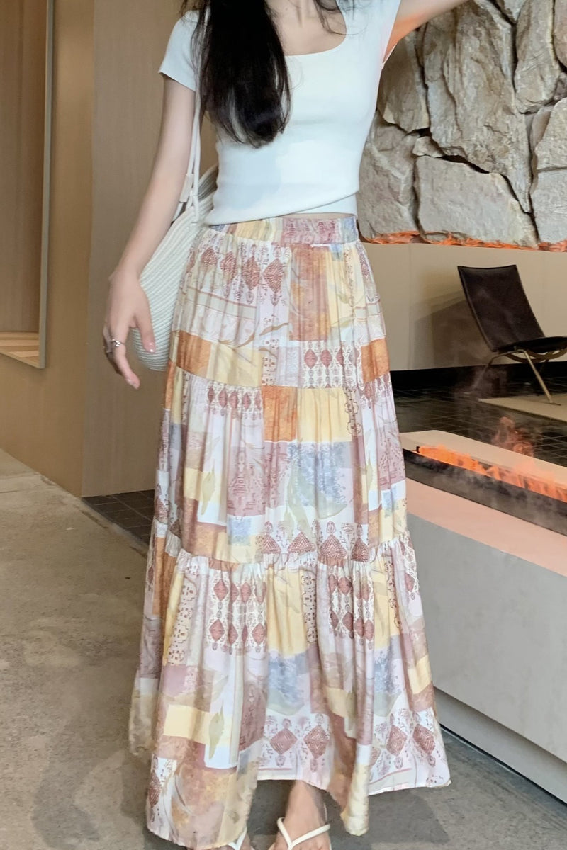 Sexy Orange Tiered A Line Flowy Skirt