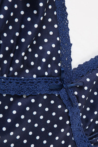 Sexy Polka Dot Color Block Lace Cami Top