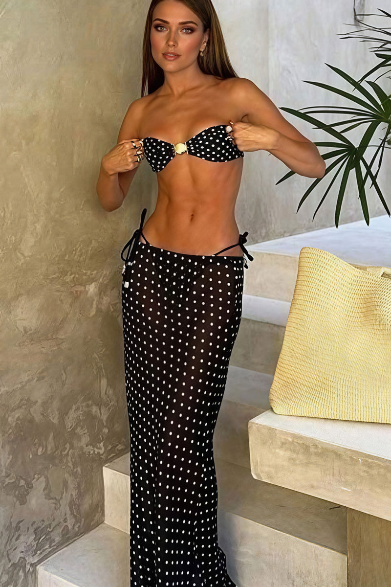 Sexy Polka Dot Mesh Skirt Three Piece Swim Set
