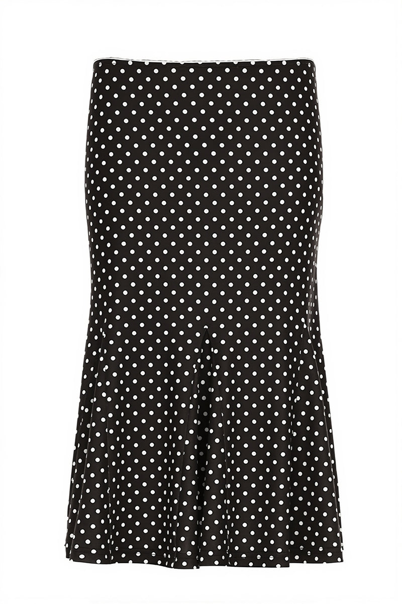 Sexy Polka Dot Ruffle Trim Bodycon Midi Skirt