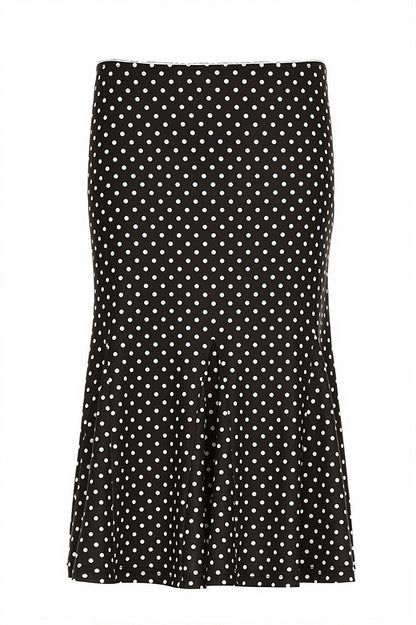 Sexy Polka Dot Ruffle Trim Bodycon Midi Skirt