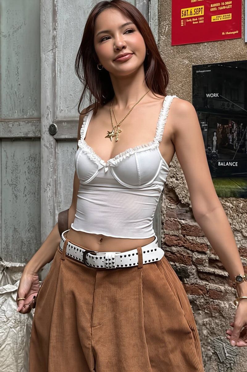 Sexy Ruffle Sheer Basic Cami Top