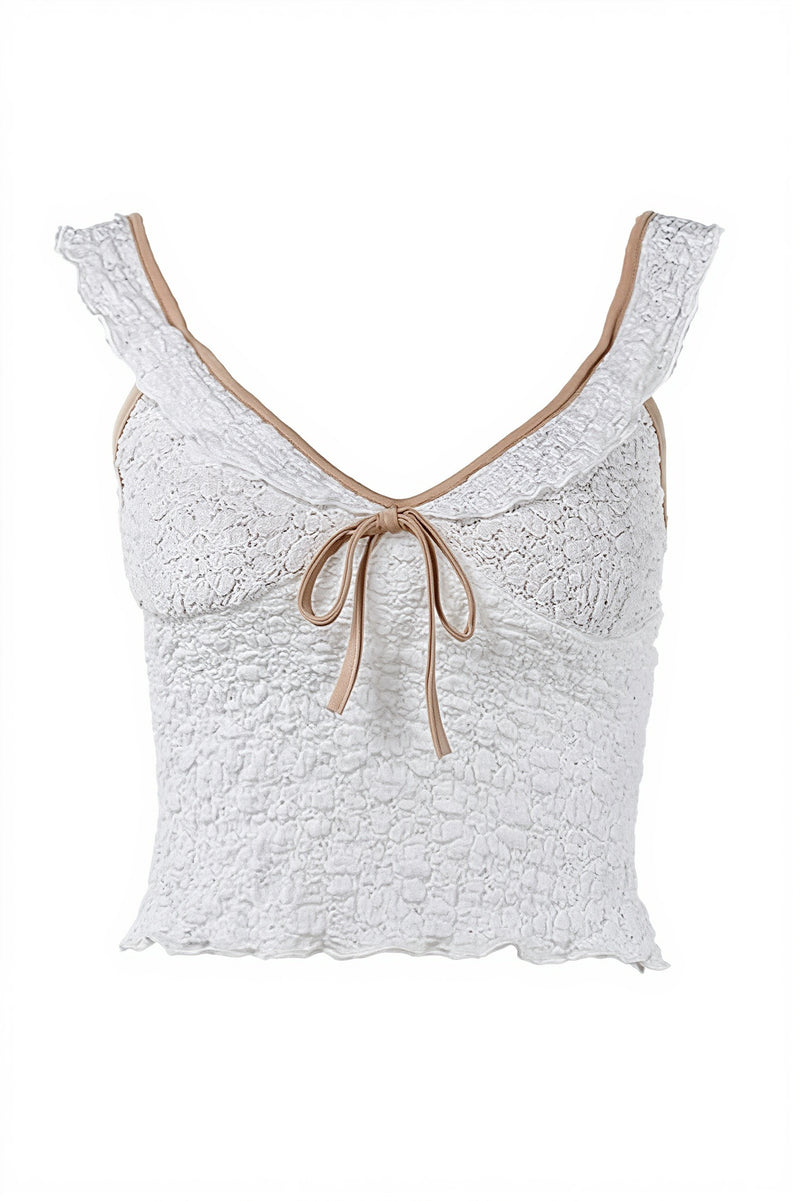 Sexy Sheer Lace Panel Trim Cami Top
