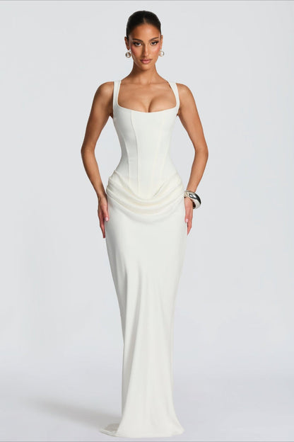 Sexy Slim Cami Solid Tie Back Reception Dress