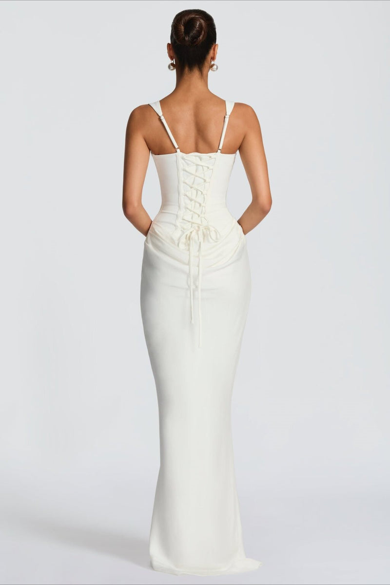 Sexy Slim Cami Solid Tie Back Reception Dress