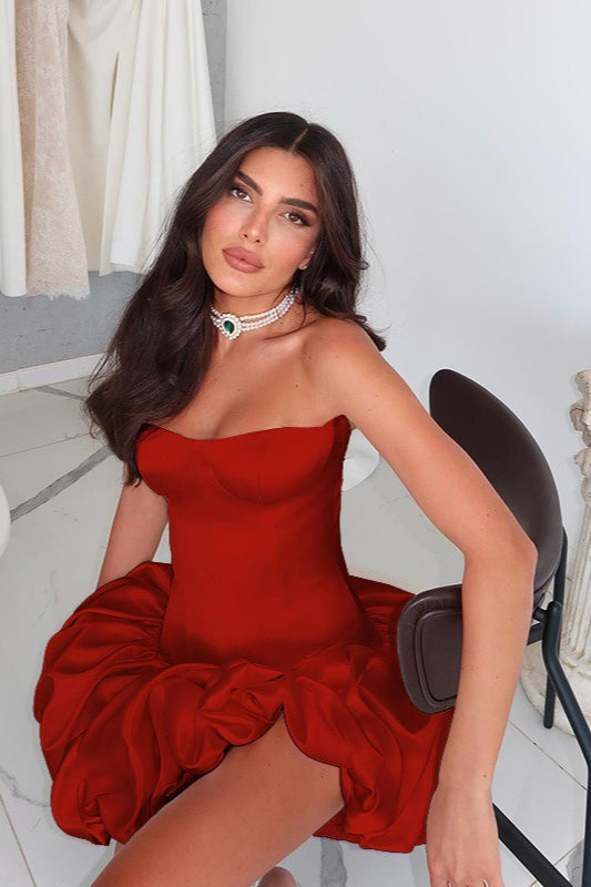 Sexy Slim Strapless Ruched Party Dress
