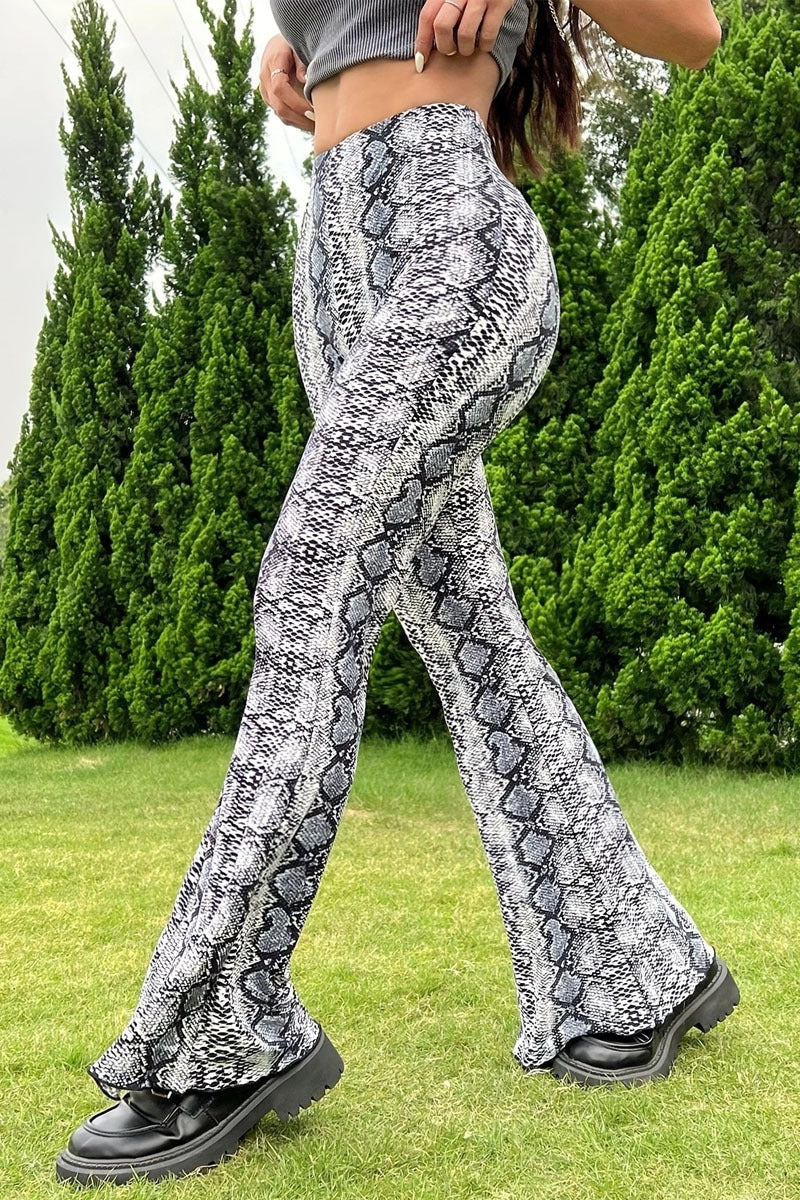 Sexy Snake Pattern Flare Pants