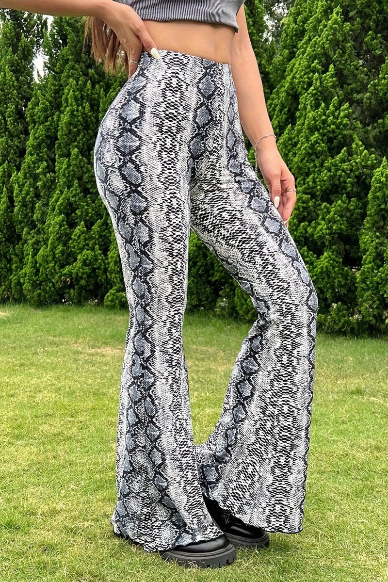 Sexy Snake Pattern Flare Pants