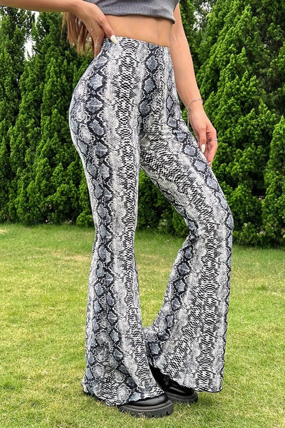 Sexy Snake Pattern Flare Pants