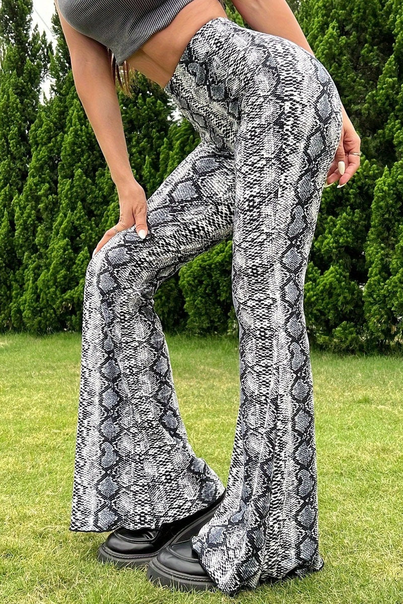 Sexy Snake Pattern Flare Pants