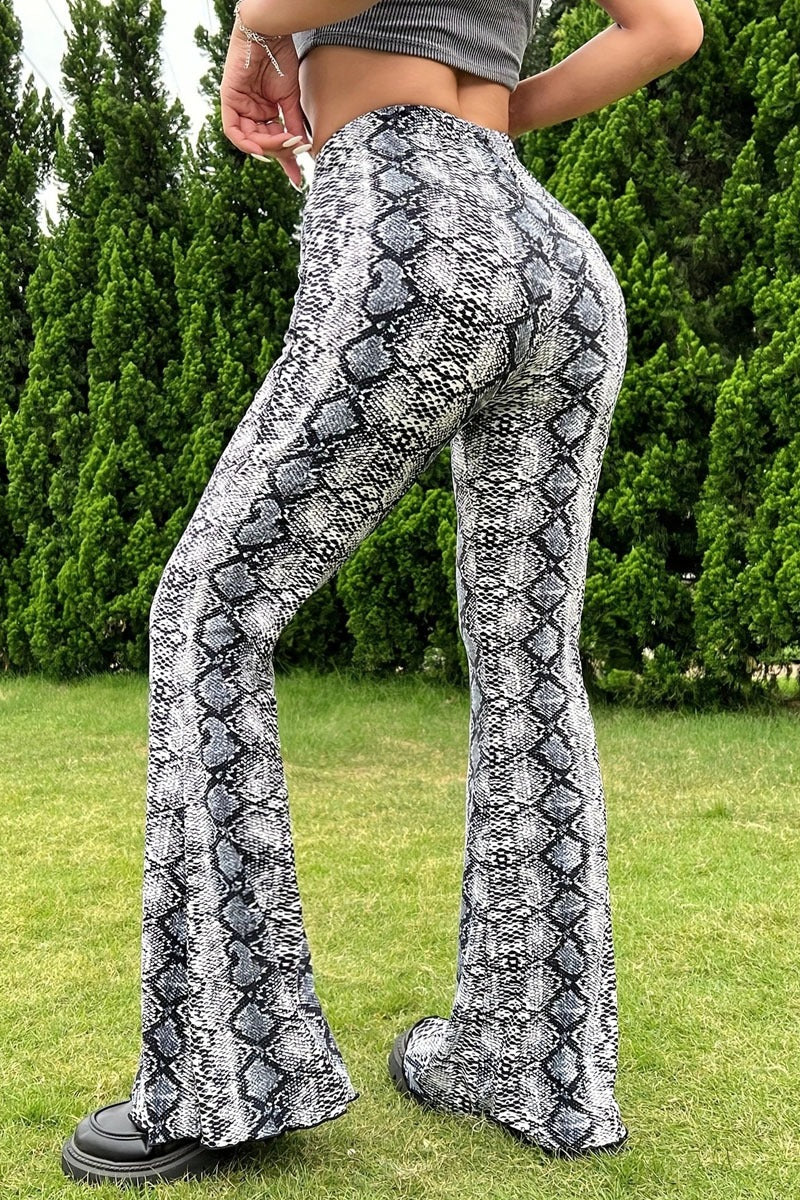 Sexy Snake Pattern Flare Pants