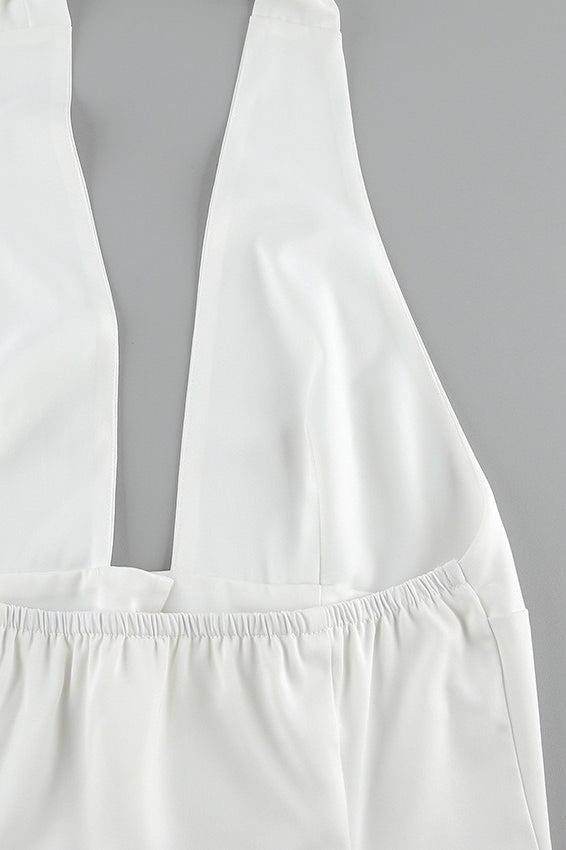 Sexy Solid Button Down Deep V Halter Top