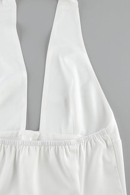 Sexy Solid Button Down Deep V Halter Top