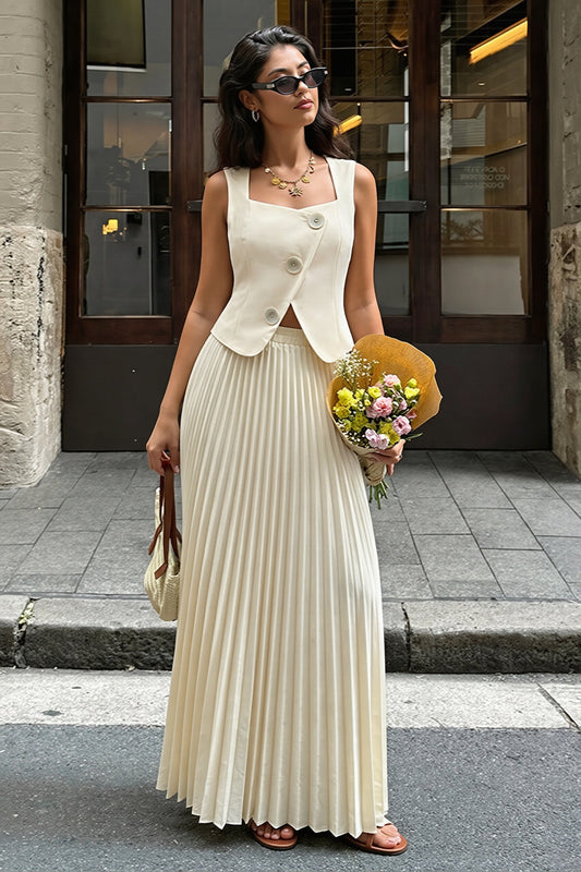 Sexy Solid Sleeveless Cami Dress Skirt Sets