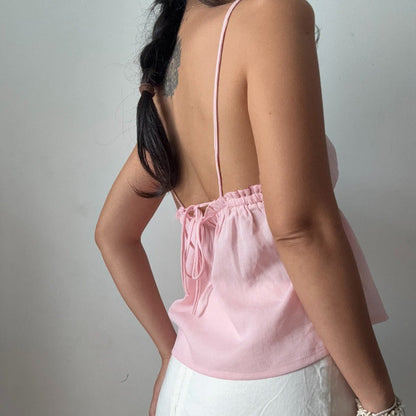 Sexy Solid Slim Tie Cami Top