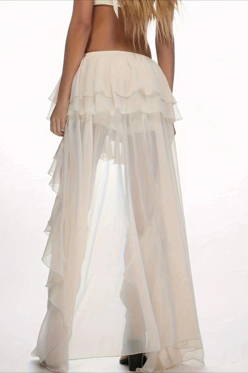 Sexy Waterfall Ruffle Layered Maxi Skirt
