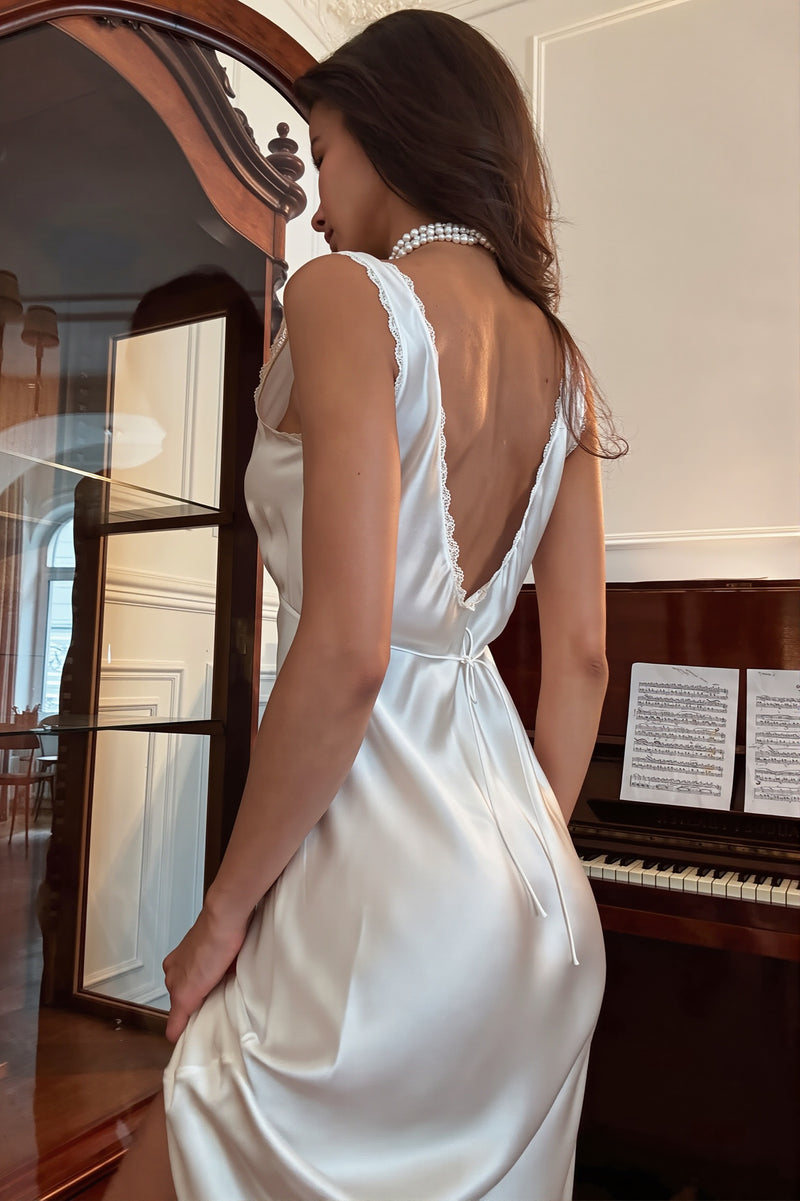 Sexy White Lace Insert Cami Bodycon Mini Dress