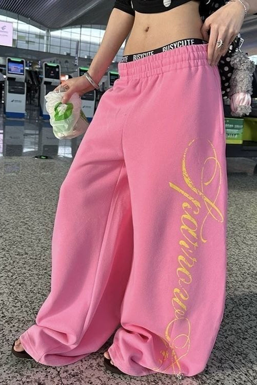 Sexy Y2K Star Graphic Drawstring Wide Pants