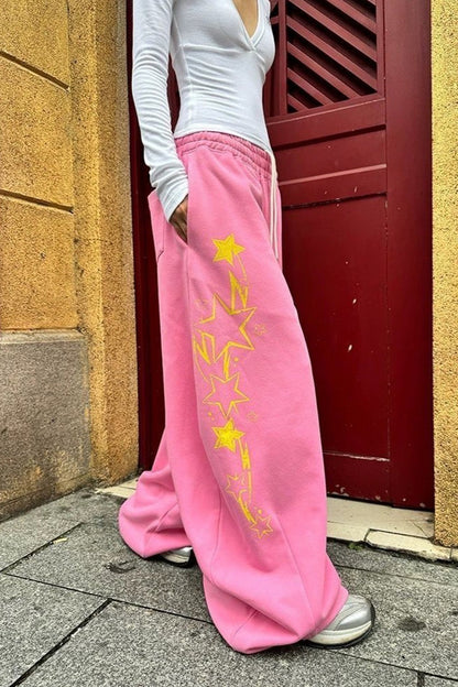 Sexy Y2K Star Graphic Drawstring Wide Pants