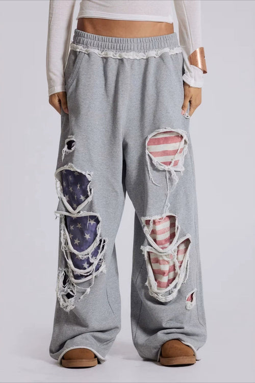 Sexy Y2K Star Patch Ripped Loose Pants