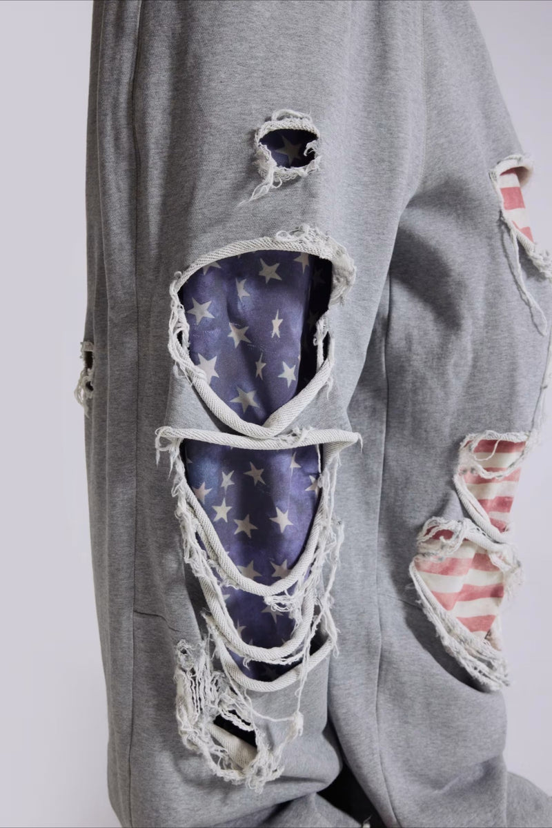 Sexy Y2K Star Patch Ripped Loose Pants