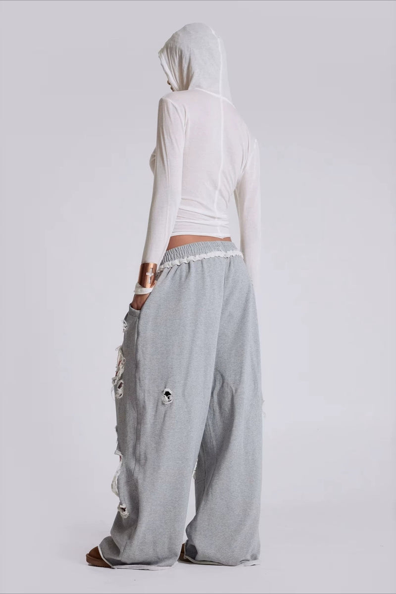 Sexy Y2K Star Patch Ripped Loose Pants