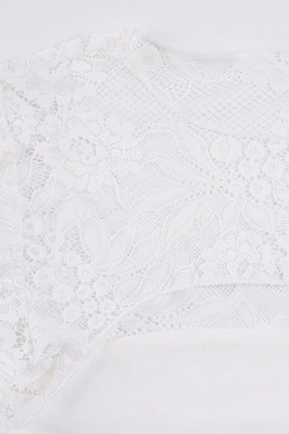 Sheer Lace Hollow Flare Sleeve Blouse