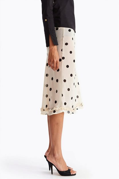 Sheer Polka Dot Casual High Waist Skirt