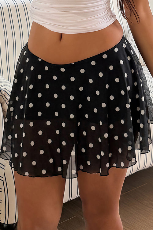 Sheer Polka Dot Mesh Mini Skirt