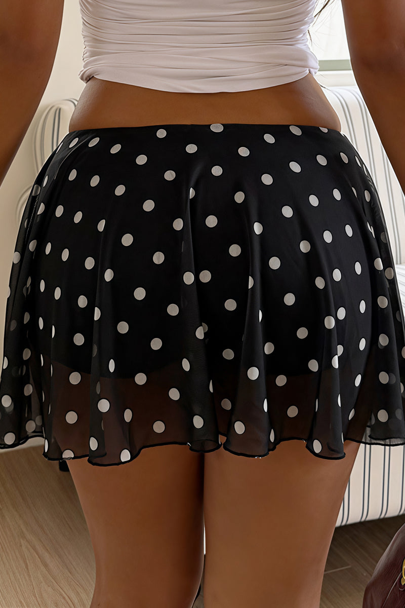Sheer Polka Dot Mesh Mini Skirt