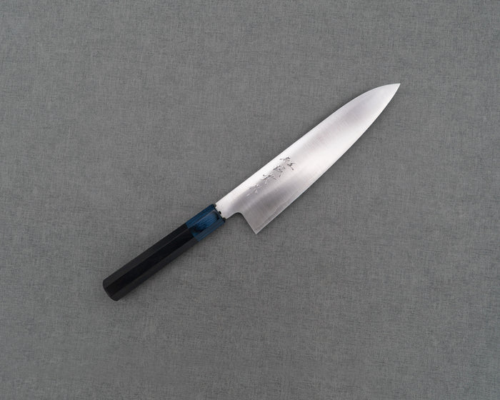 Shigeki Tanaka Ginsan (Silver #3) 210mm Gyuto with Ebony Marble Buffalo Horn Handle