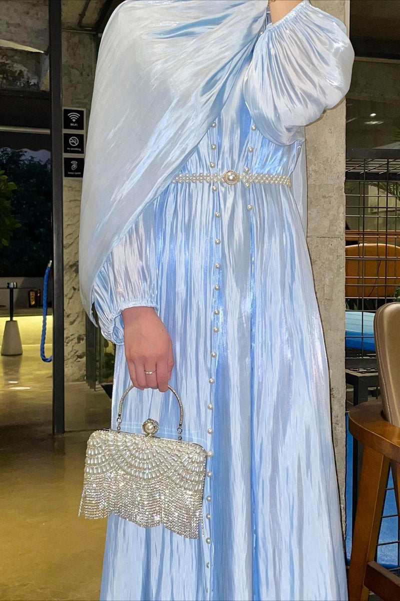 Shimmer Tulle Inner Skirt Outer Skirt Headscarf Three Piece Prom Dress