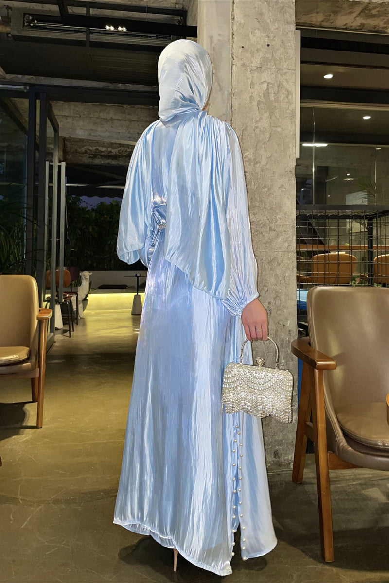 Shimmer Tulle Inner Skirt Outer Skirt Headscarf Three Piece Prom Dress